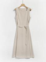Vestido A-line Elegante Para Mujer REALEFT Sin Mangas Cuello Cuadrado Casual Largo De Verano Con Cinturones Polyester - details 29