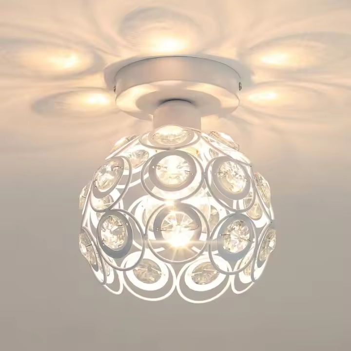Lámpara de Techo de Cristal Moderna Luz de Techo Blanca E27 Semi-Sellada Adecuada para Iluminación Interior Sala de Estar Dormitorio Pasillo - 1