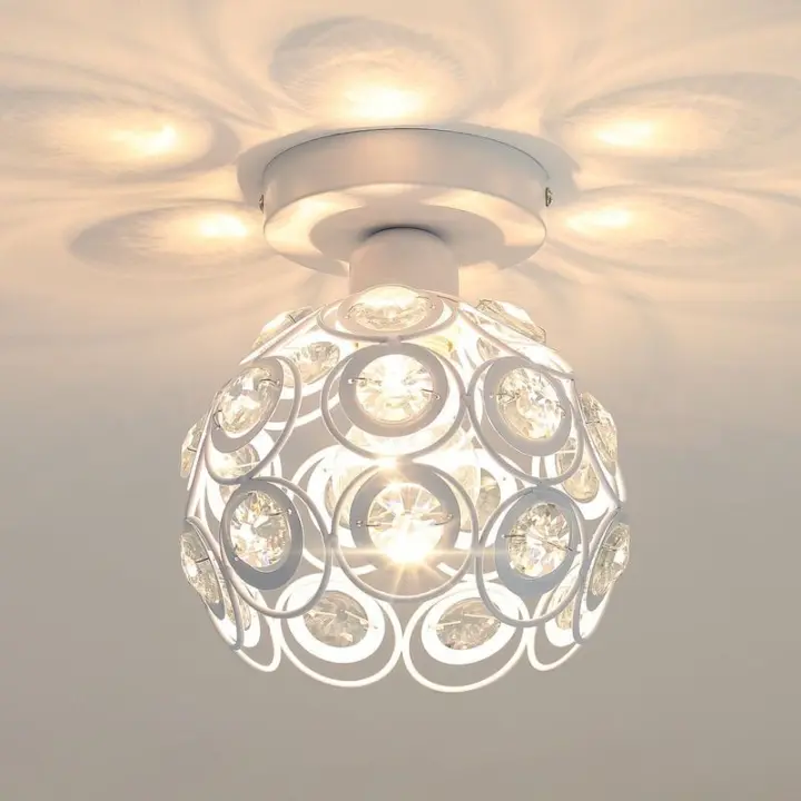 Lámpara de Techo de Cristal Moderna Luz de Techo Blanca E27 Semi-Sellada Adecuada para Iluminación Interior Sala de Estar Dormitorio Pasillo - 1