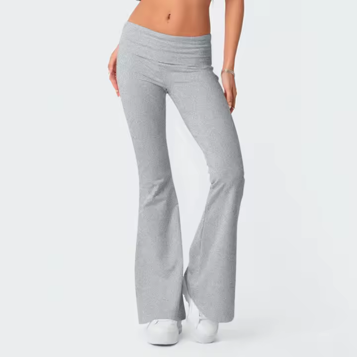 Pantalones Largos Para Mujer Leggings Elásticos De Talla Alta Estilo Athleisure Yoga Fitness Pantalones Bell Bottoms Para Verano - 1