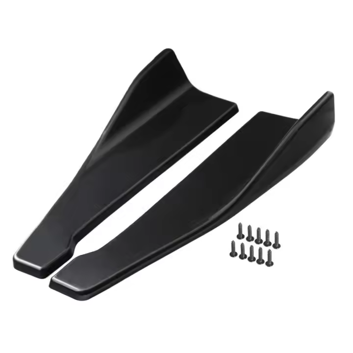 Spoiler De Coche Universal 35/48cm Fibra De Carbono Negro Brillante Protección De Borde Lateral Escarapela De Parachoques Rocker Wings - 1