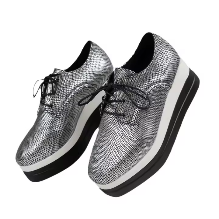 Zapatos De Plataforma Con Tacón Para Mujer Zapatos Casuales Con Cordones Altos Cómodos Y Transpirables Zapatillas Con Suela Gruesa Para Exterior - 1