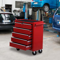 HOMCOM Carro Caja de Herramientas Taller Movil con 5 Cajones 4 Ruedas Chapa de Acero Azul - details 3