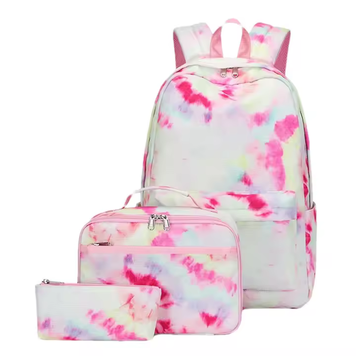 Mochipa de Tres piezas Mochila estampada tie-dye para Niños Mochila Escolar con lonchera preescolar Kindergarten Bookbag Sets - 1