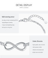 Zenyth-pulsera de Plata de Ley 925 con diseño ajustable de circonia de Amor Infinito Romántico para Mujer, joyería FINA de Compromiso de Boda - details 3
