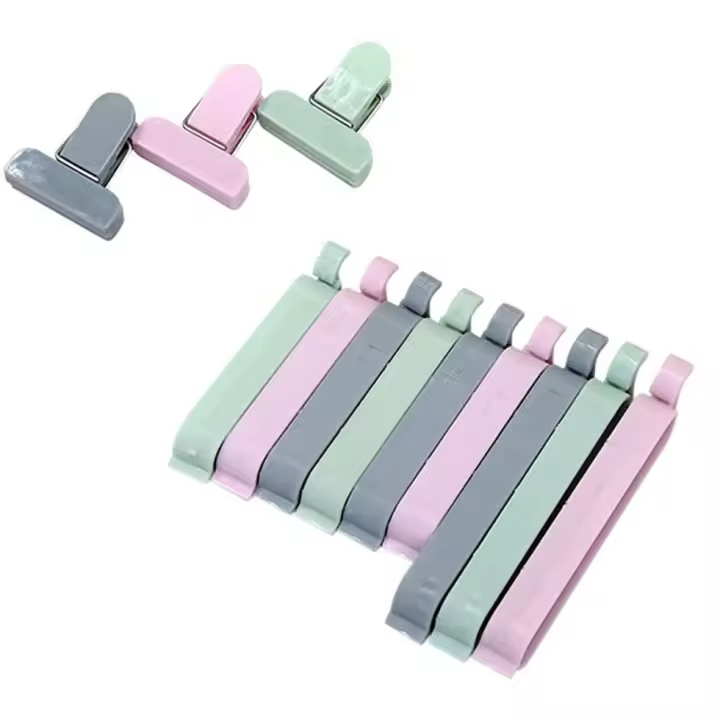 Clips de sellado para bolsas de comida, Clips de almacenamiento coloridos para aperitivos y bolsas de té, sándwich, cocina, resistentes, 12 piezas - 1