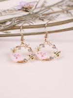 Pendientes Colgantes De Abeja Y Flor De Alta Clase Para Mujer Estilo Romántico Y Casual Metal Zinc Aleación Forma Redonda Moda De Viaje Y Festividad - details 3