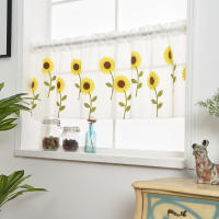 Cortina Valance Sutil Bordado De Hoja Con Cinta Voile Tratamiento De Ventana Para Ventanas Pequeñas/Cocina 39.4x19.7 Pulgadas 1 Panel - details 0