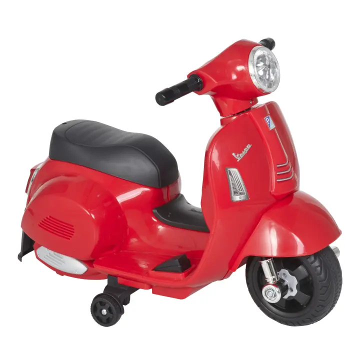 HOMCOM Moto Eléctrica Vespa para Niños de 18-36 Meses con Faro Bocina y 4 Ruedas Motocicleta Infantil con Licencia 66,5x38x52 cm - 1
