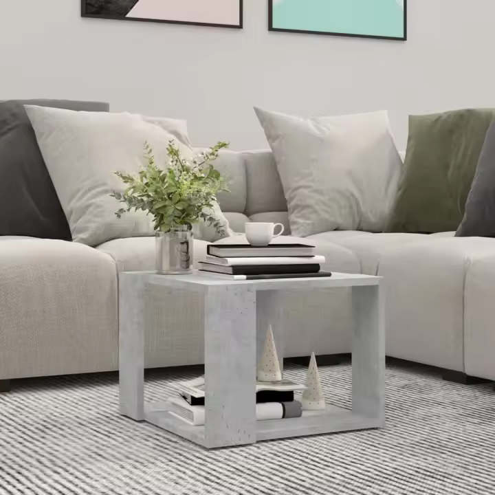 Mesa de Centro Madera contrachapada gris Hormigón 40x40x30 cm - 1