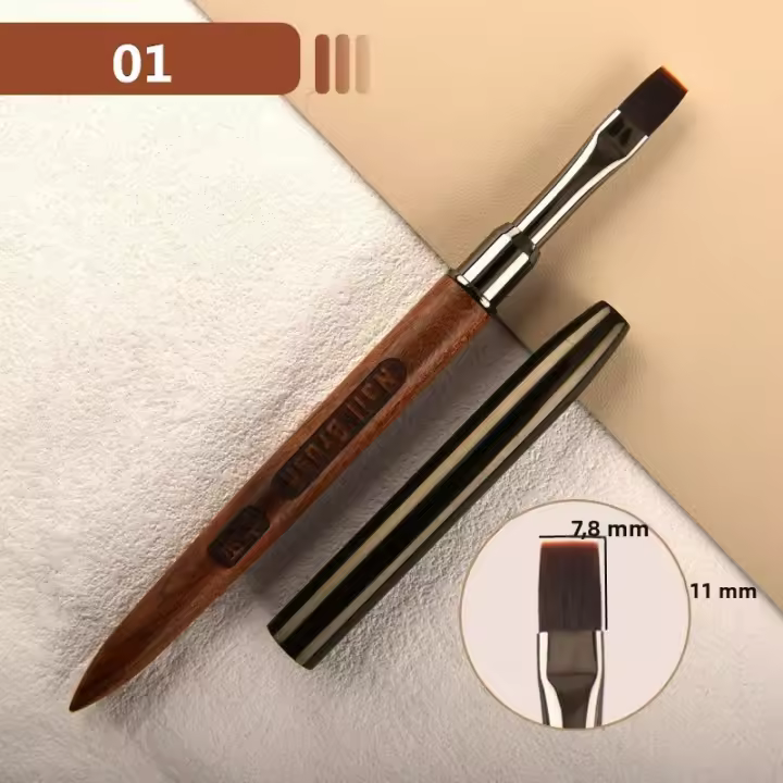 Pincel De Uñas Acrílicas Para Maquillaje De Manicura Y Gel Con Mango De Madera Redondo Y Cerdas De Nylon 1PC - 1
