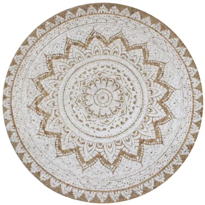 vidaXL Alfombra redonda con estampado yute trenzado 150 cm - 1