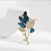 Broche De Cristal Serie De Plantas Moda Para Mujer Joyería De Ropa Accesorios De Fiesta Forma De Flor Y Hoja - details 1