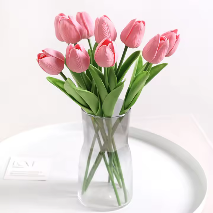 5/10Pcs Arreglo De Flores Artificiales Tulipán Para Boda Decoración De Jardín Exterior Decoración De Hogar En Vaso Plantas Falsas De Seda Para Aniversario Baño De Bebé Cumpleaños Boda De Novia Mudanza - 1