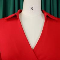 Vestido Elegante Para Oficina Para Mujer Cuello Redondo V Cintura Ajustada Pleated Midi Formal Business Work Dress OL - details 19