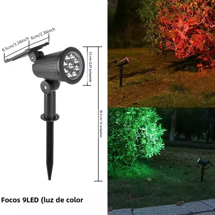 KDULIT Spotlights Solares 2/9LED 150° Ajustable Para Jardín Patio Luz De Escenario Exterior Impermeable Decoración Paisajística Lámpara De Calle - 1