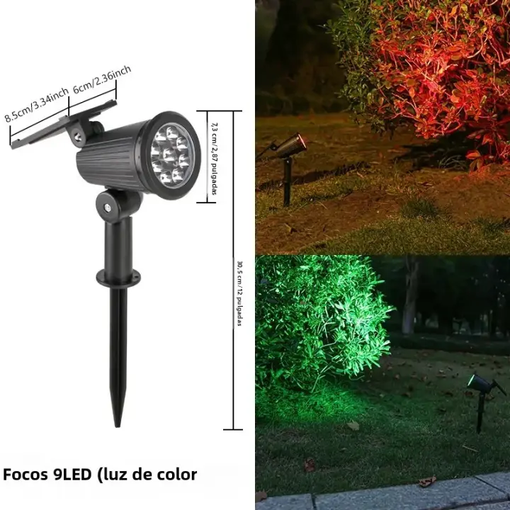 KDULIT Spotlights Solares 2/9LED 150° Ajustable Para Jardín Patio Luz De Escenario Exterior Impermeable Decoración Paisajística Lámpara De Calle - 1