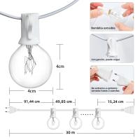 Cadena De Luces G40 Exterior Impermeable Blanco Esfera Navidad Boda Fiesta Jardín Cable Blanco 50FT100FT - details 1