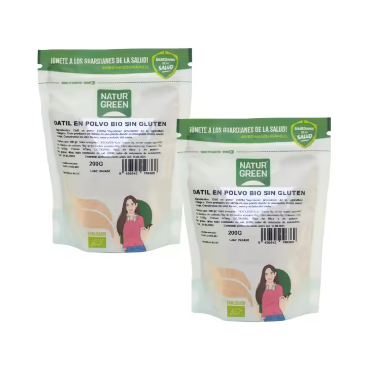 Dátiles en Polvo Bio 200g | Pack de 2x | Sin aditivos, ecológico y sin azúcares añadidos | Naturgreen - 1
