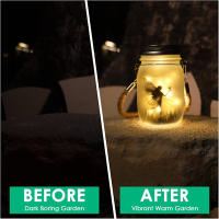 2 Pack Outdoor Solar Lights, Glass Jar Lights with Fairy Lights, Waterproof Hanging or Standing Solar Lights for Balcony (Warm White) - details 0
