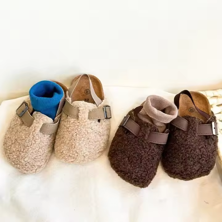 Zapatillas De Peluche Para Niños Y Niñas Clogs Elásticas De Verano Calientes Invierno Suela Suave Antideslizante Tallas 14-21 - 1