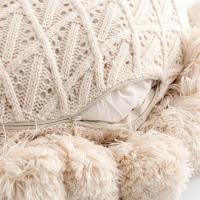 Almohada de bola de grasa extraíble y lavable de lana redonda tejida a mano, cojín para acampar en casa de familia - details 10