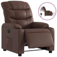 vidaXL Sillón reclinable eléctrico de cuero sintético Negro, Crema, Marrón Sillon Dormitorio Sillon Comodos Silla Relax Sillón Sofá - details 3
