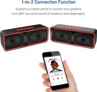 Altavoz Bluetooth portátil, Altavoz inalámbrico Bluetooth 5,0 with Graves Estéreo 3D Hi-Fi, Katería incorporada de 1500 mAh, Tiempo de reproducción 12H (Rojo) - details 1