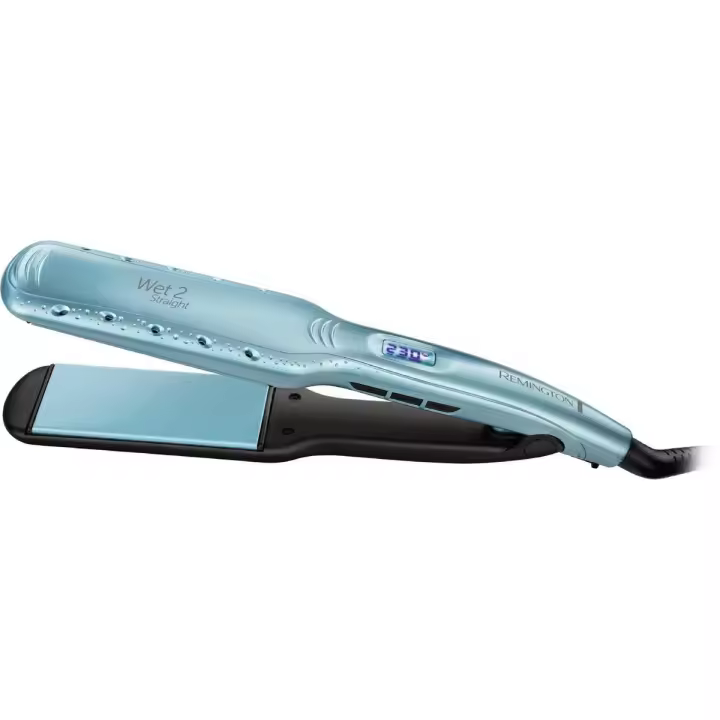 Remington Plancha De Pelo Profesional Wet2Straight S7350 | Uso En Seco Y Mojado, Placas Flotantes Anchas. Cerámica Avanzada. Antiencrespamiento, 10 Niveles De Temperatura Hasta 230°C, Control Digital - 1