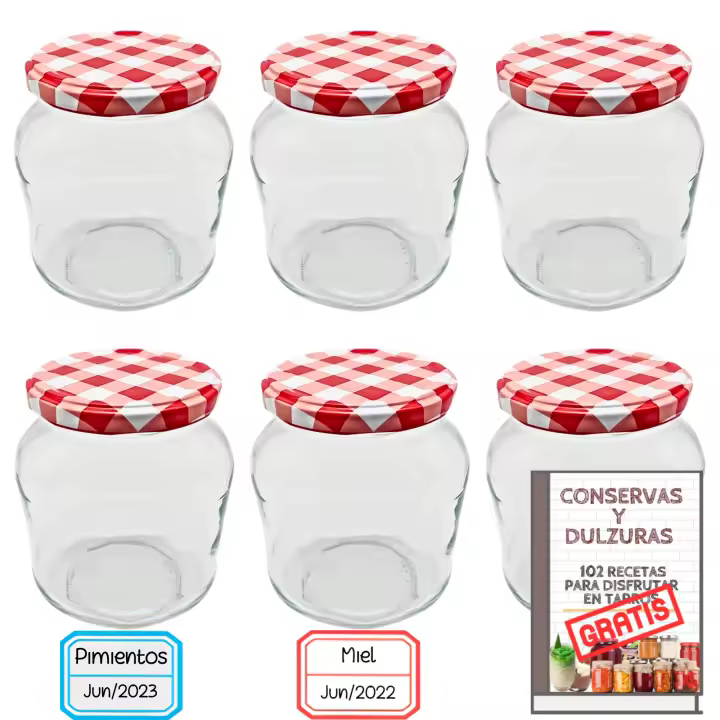 Mundotarros - Tarros de Cristal de 720 Ml Ovalados con Tapa de Rosca Hermética + Ebook de 102 Recetas - Tarros para Mermelada, Conservas, Salsas - 1