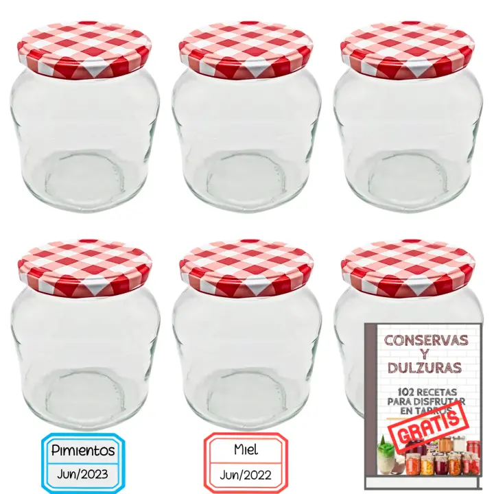 Mundotarros - Tarros de Cristal de 720 Ml Ovalados con Tapa de Rosca Hermética + Ebook de 102 Recetas - Tarros para Mermelada, Conservas, Salsas - 1