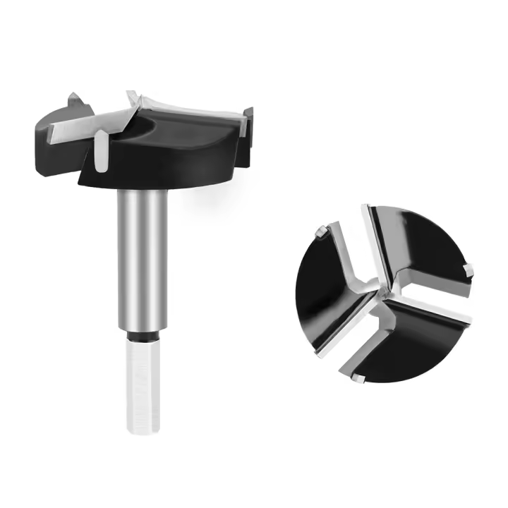 1PC Abertura De Agujeros De Madera Con Tres Hojas De Aleación Negro 25-60mm Broca De Perforación Para Mesas De Madera Y Plástico Herramienta De Carpintería - 1