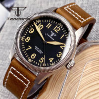 Reloj De Pulsera Automático Tandorio 39mm Para Hombres Con Bisel Flutuado Y Coronación a Tornillo Profundidad De Resistencia Al Agua 200m Vidrio De Zafiro Correa De Cuero Luminoso NH35A - details 4