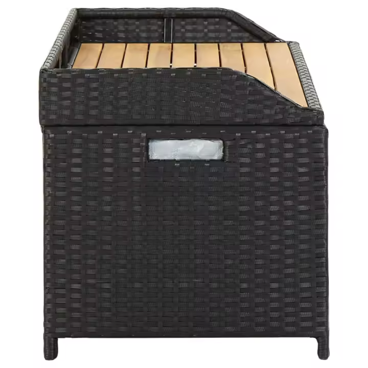 vidaXL Banco de almacenamiento de jardín ratán sintético negro 120 cm - 1