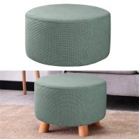 Cubierta De Terciopelo Polar Elástica Para Pie De Silla 1PC Cubierta De Ottomán Redonda De Spandex Protector De Pie De Silla Para Sala De Estar Hogar - details 7
