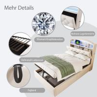 Cama Infantil Multifuncional Tapizada Beige 90x200 cm | Espacio de Almacenamiento with Iluminación LED + Cargas USB | Colchón Antibacteriano y Antiácoches Incluido | Doble Almacenamiento Subcama + Diseño Anti-Trasiego y Fácil Movilidad - details 5