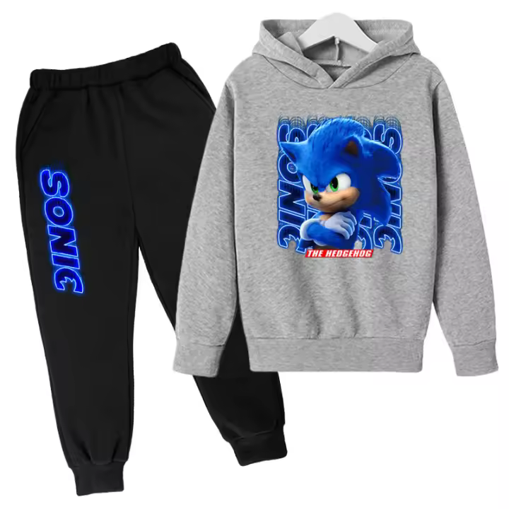 Sonic The Hedgehog Boys Chándal, sudadera con capucha y joggers Set para niños de 4 a 12 años-Ropa Deportiva Lounge Wear Sonic Gifts A - 1
