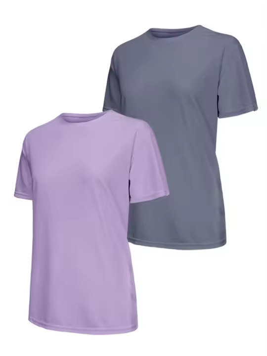 2Pcs Camiseta Deportiva Para Mujer De Color Sólido Ultraligera Secado Rápido Transpirable Top Ligero Para Entrenamiento Fitness Running Gym - 1