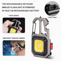 Linterna LED Portátil Mini Recargable Para Exteriores Con Lámpara De Trabajo COB Iluminación Para Camping Pesca Emergencia Seguridad - details 8