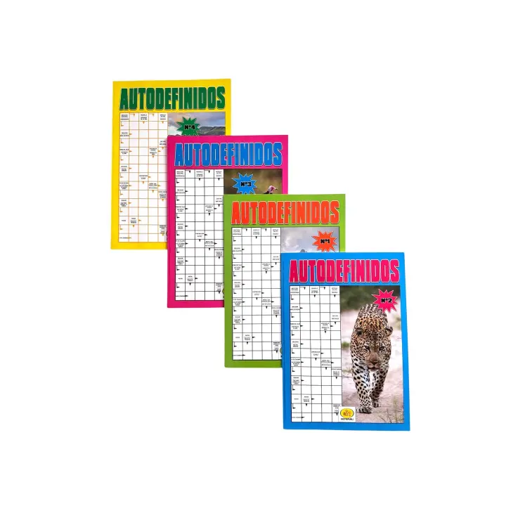 Autodefinidos Pack De 4 Libros Pasatiempos En español Para Adultos Blanco y Negro  Distripubli - 1