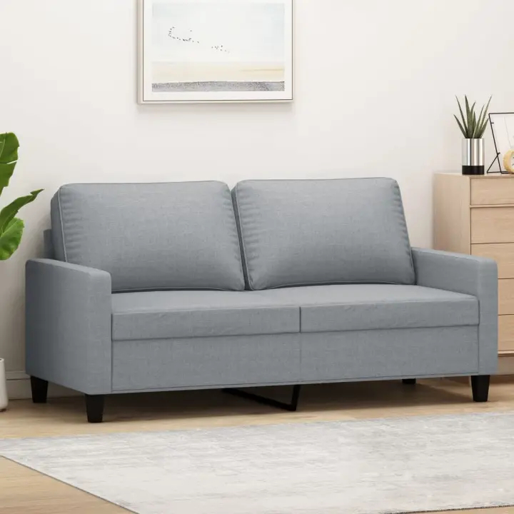 vidaXL Sofá de 2 plazas de tela gris claro 140 cm - 1