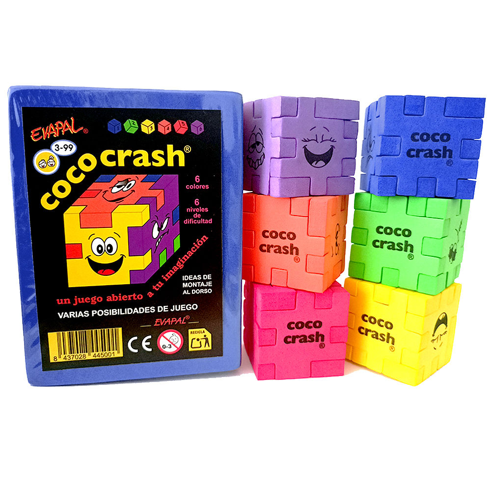 COCOCRASH - Set de 6 Puzzles Cubo de Goma EVA, 6 Niveles de Dificultad, Juego de Ingenio y Desafío Mental
