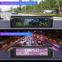 Reloj Digital Para Coche AN01 Con Fecha Día Temporada Y Temperatura Interna Medidor De Voltaje Recargable Con Solares - details 0