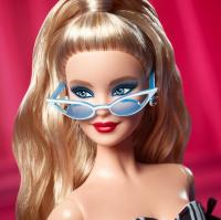 Barbie Signature 65 Aniversario Muñeca Rubia con Vestido de Rayas Blancas y Negras de Gala, muñeca de colección (Mattel HRM58) - details 2