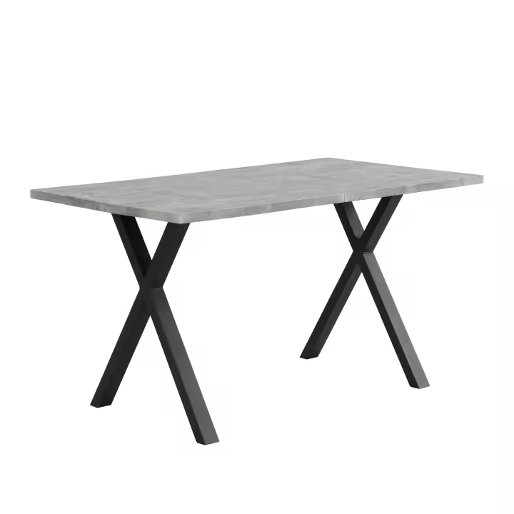 Minimalista moderna Mesa de comedor rectangular: piernas cruzadas de Hierro, aspecto de Hormigón Negro | Dimensiones 140x80x76cm - 1