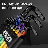 AIRAJ Juego De 9 Piezas Llaves De Allen Multicolor Tipo L Herramienta Universal Con Brazo Corto De Acero Cromo Vanadio - details 2