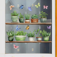 Pegatinas De Ventana Para Decoración De Hogar Con Plantas Verdes Minimalistas Y Frescas Autoadhesivas Para Vidrio De Las Ventanas - details 5