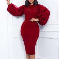 Vestido Elegante Para Oficina Para Mujer Profesional Con Cuello En V Y Diamantes Ajustado Silueta De Saco Midi Formal Vestido De Trabajo - details 28