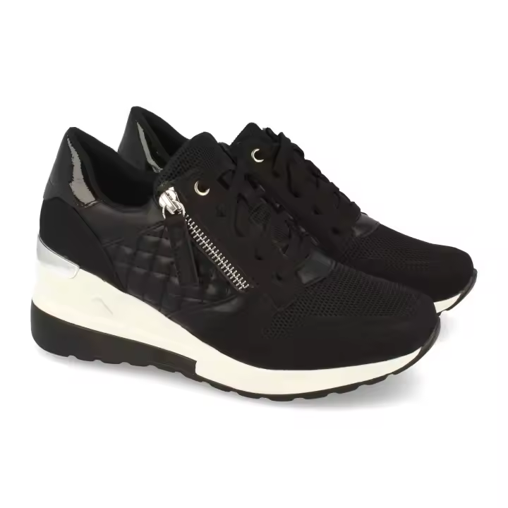 PuntoSalao Zapatillas de cuña cómoda para mujer elegantes color negro 9590 - 1