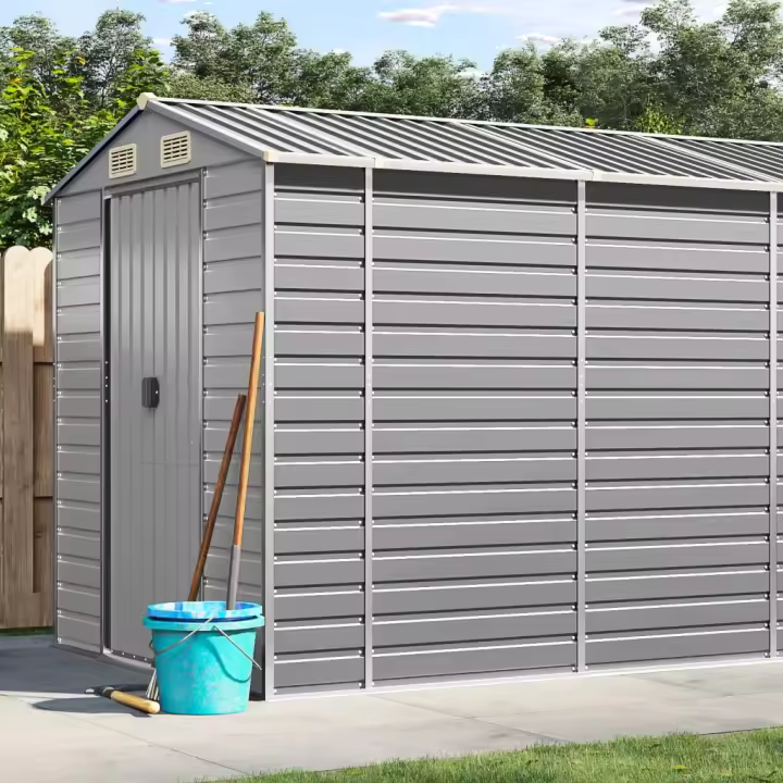 vidaXL Cobertizo de jardín acero galvanizado gris claro 191x640x198 cm - 1